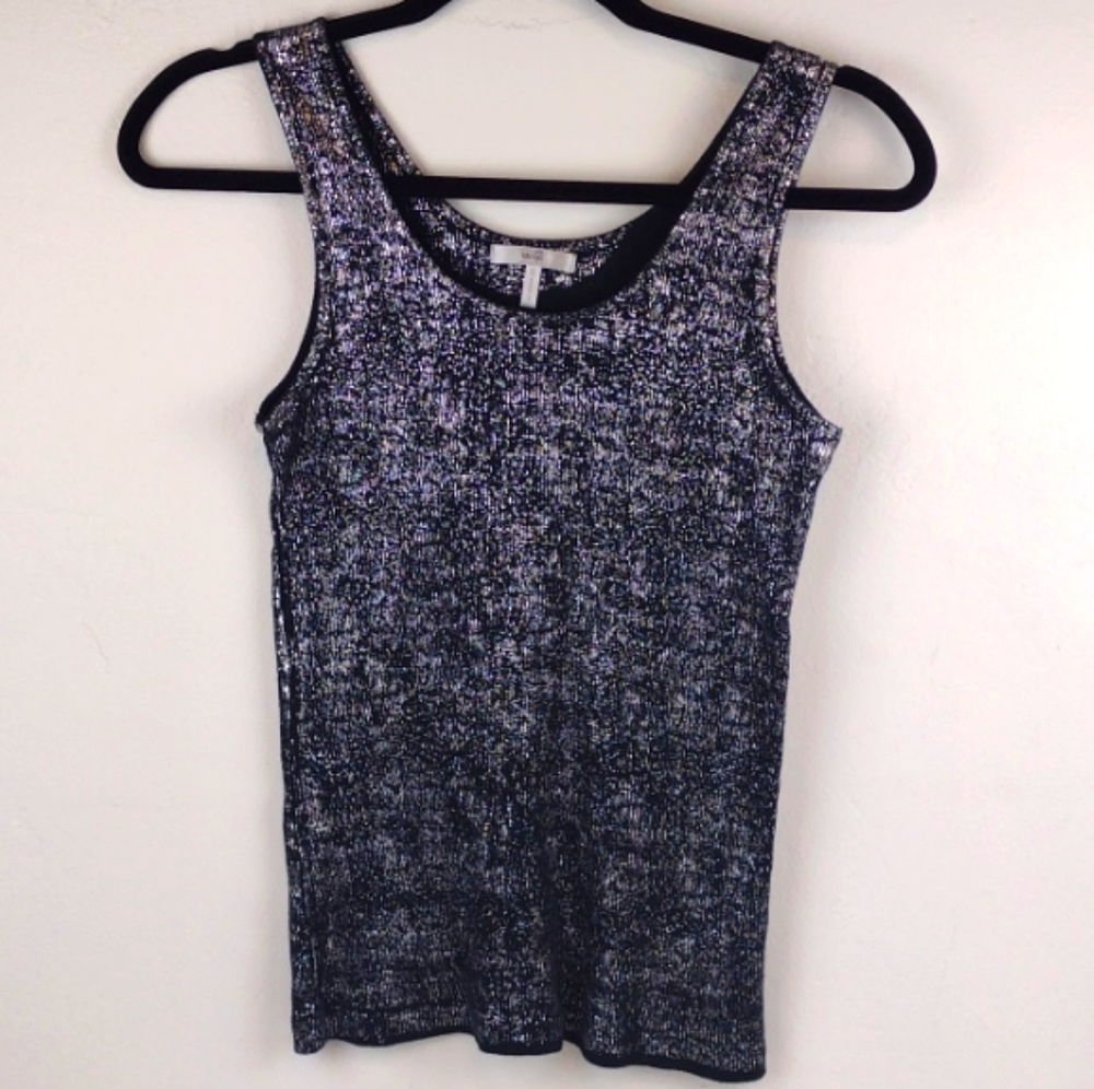 Metro 7 100% Cotton Black & Silver Metallic Tank